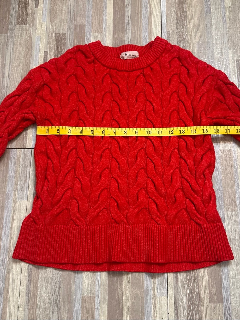 Philosophy Red Cable-Knit Crewneck Sweater Women's Size Small - Picture 3 of 7